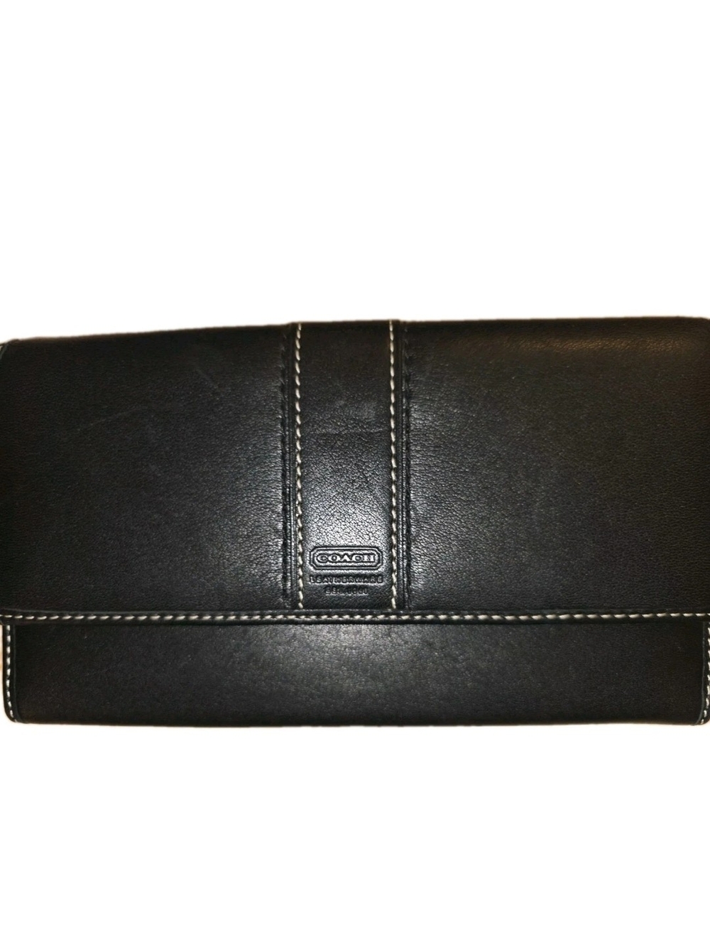 Coach Hampton's Black & Purple Smooth Leather Long Trifold Envelope Wallet